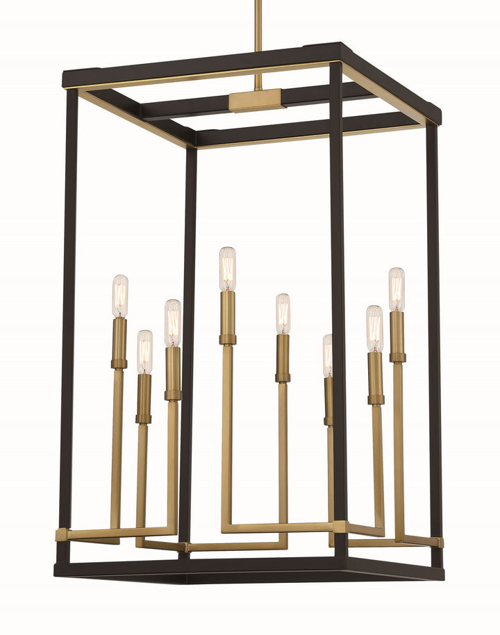 Minka Lavery Union Estates Eight Light Pendant in Coal And Soft Brass