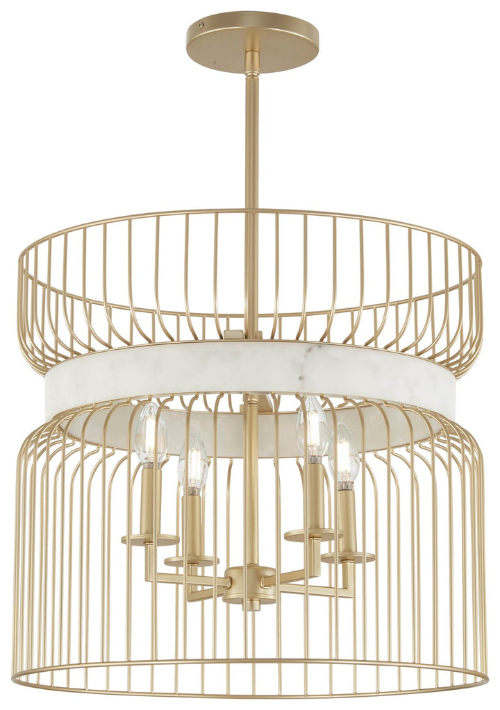 Minka Lavery Park Slope Four Light Pendant in Nouveau Gold