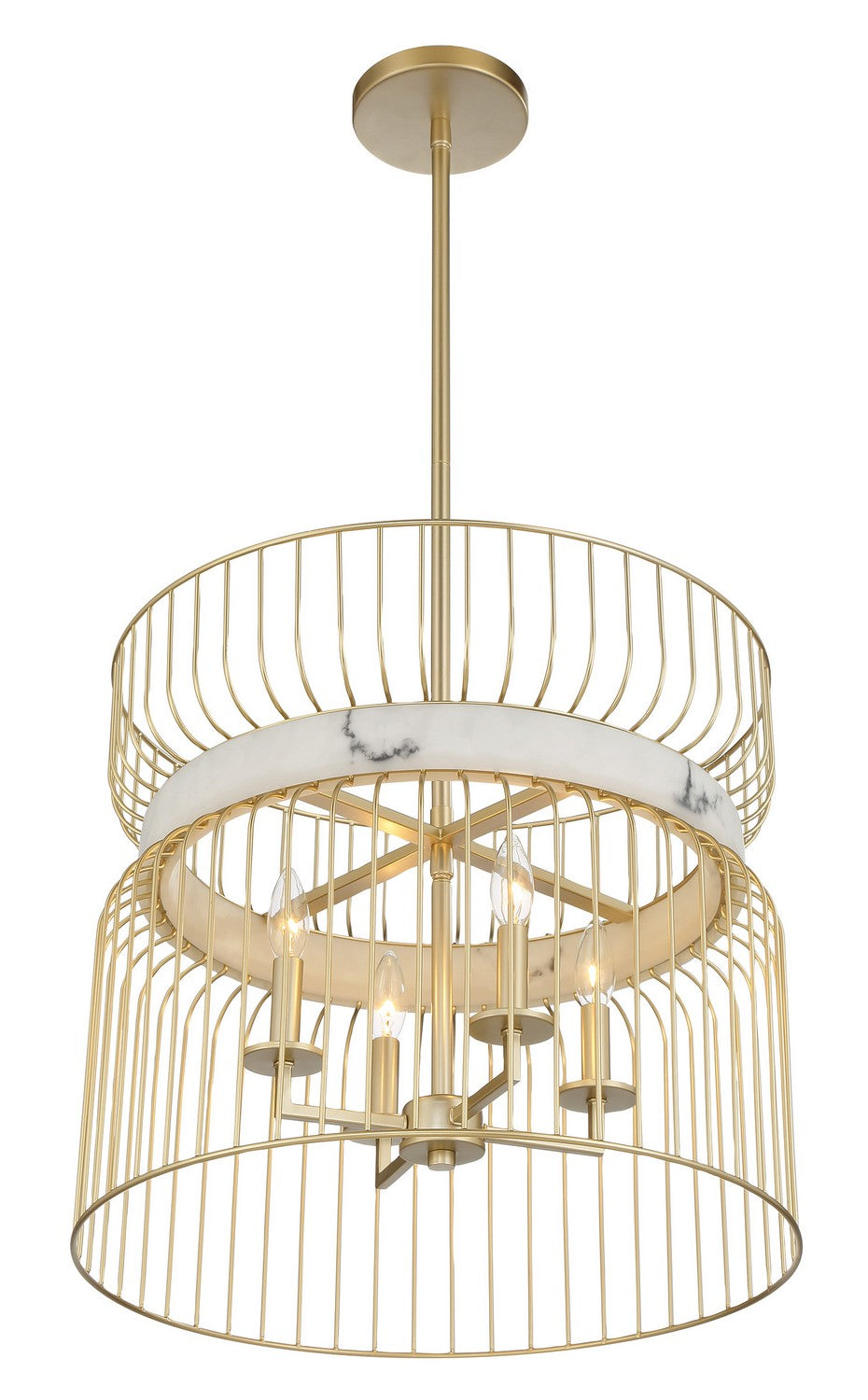 Minka Lavery Park Slope Four Light Pendant in Nouveau Gold