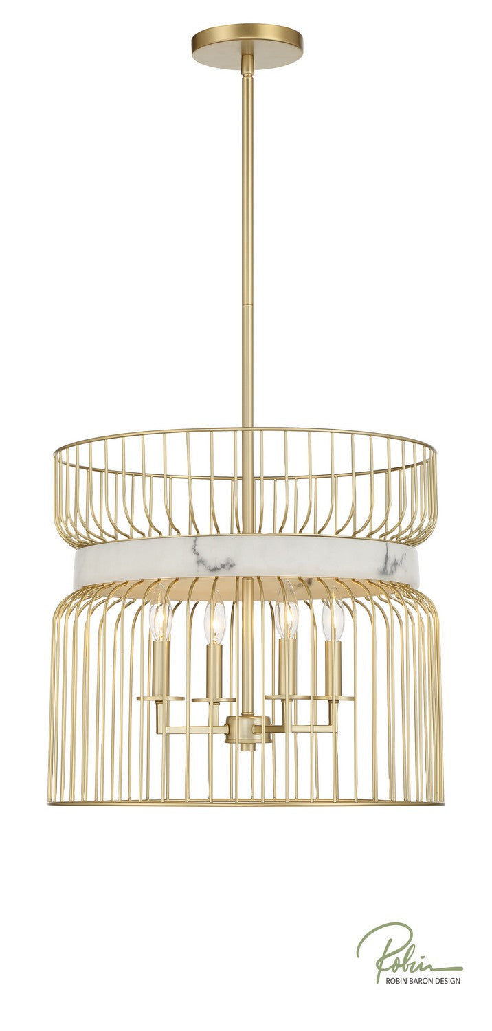 Minka Lavery Park Slope Four Light Pendant in Nouveau Gold