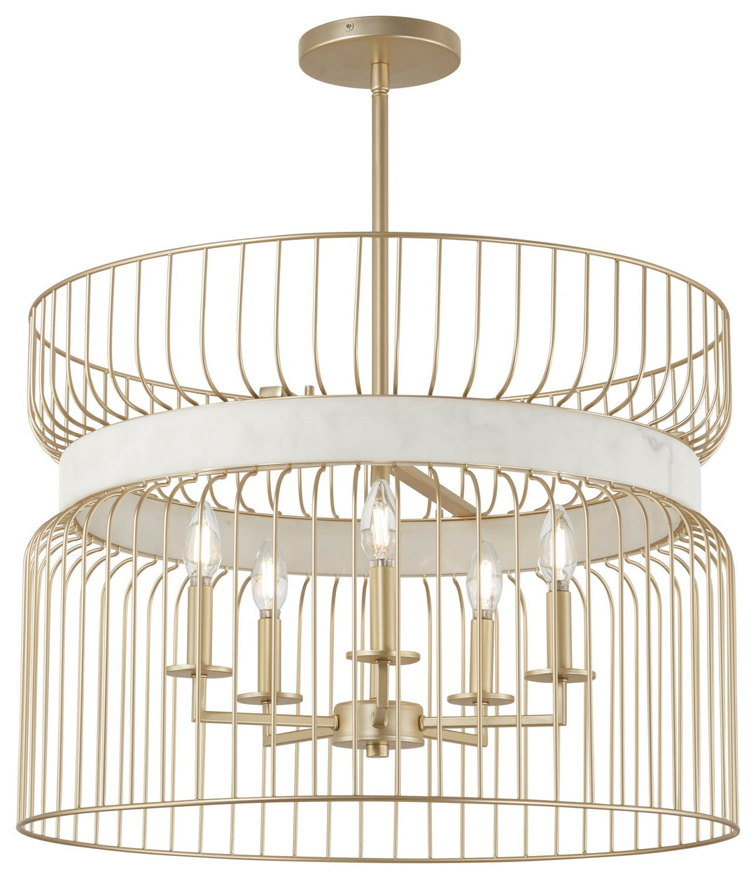 Minka Lavery Park Slope Five Light Pendant in Nouveau Gold