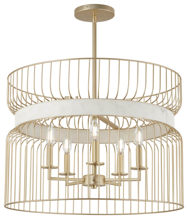 Minka Lavery Park Slope Five Light Pendant in Nouveau Gold