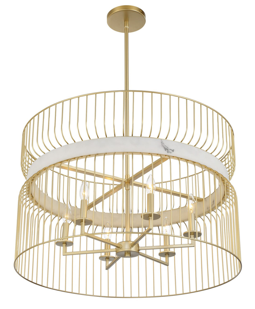 Minka Lavery Park Slope Six Light Pendant in Nouveau Gold