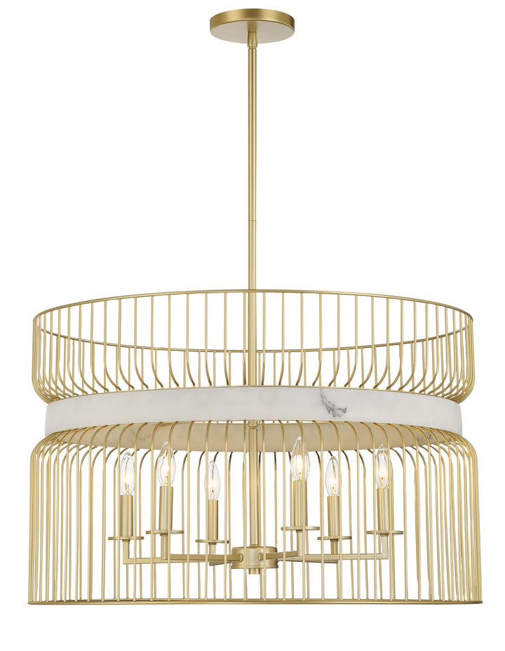 Minka Lavery Park Slope Six Light Pendant in Nouveau Gold