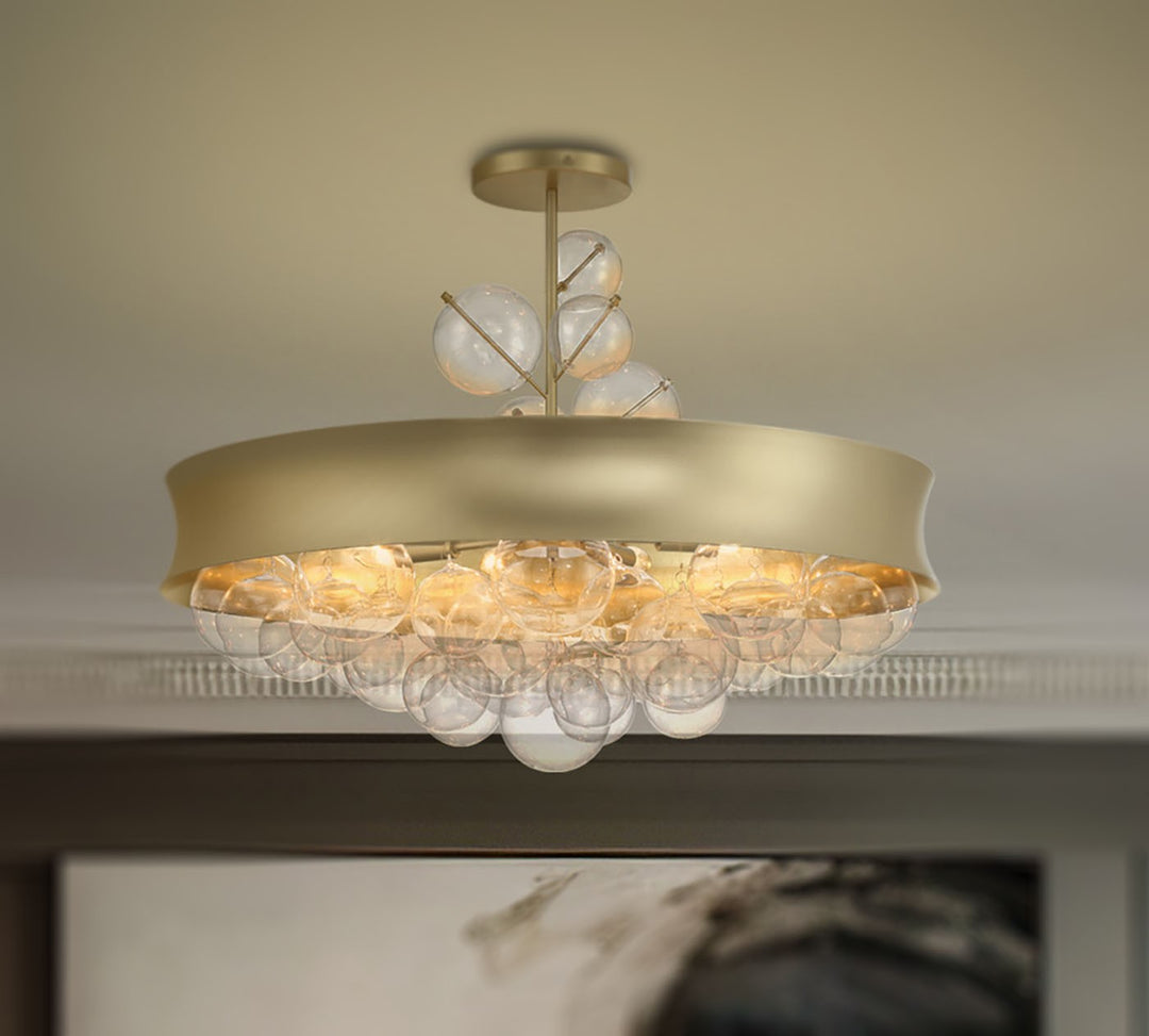 Minka Lavery Verdi Square Eight Light Convertible Pendant in Soft Gold