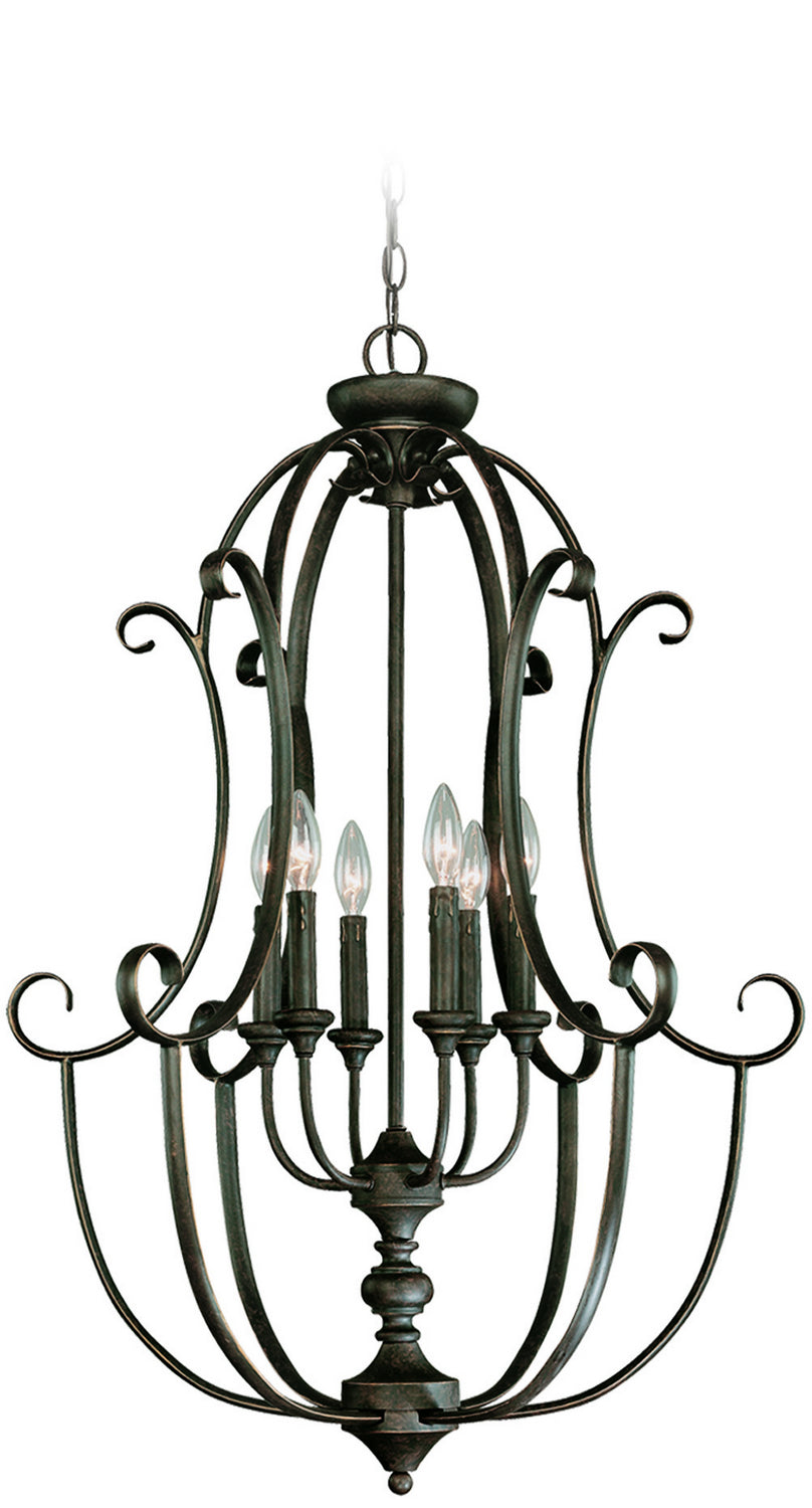 Barrett Place Six Light Foyer Chandelier in Mocha Bronze