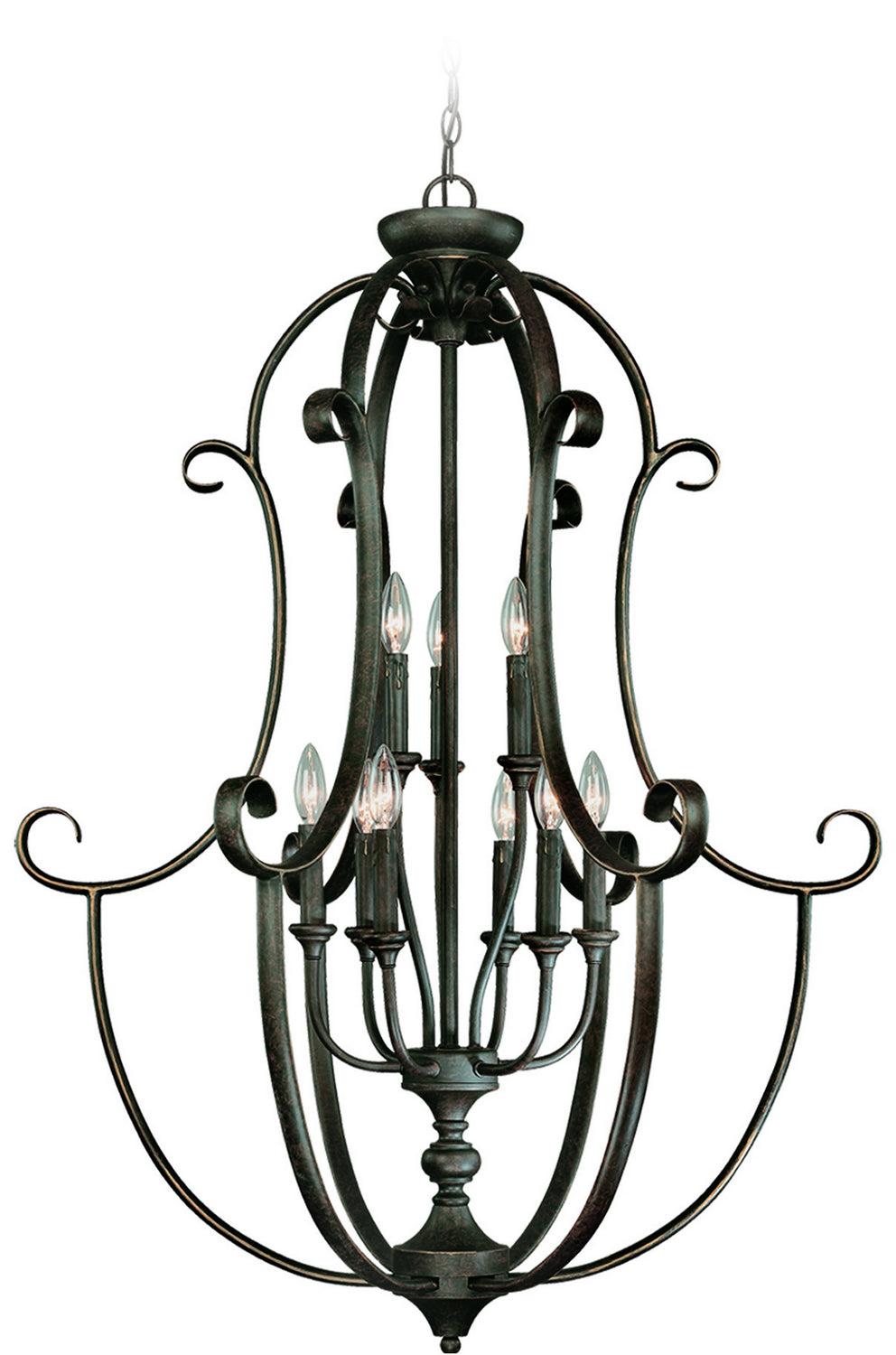 Barrett Place Nine Light Foyer Chandelier in Mocha Bronze