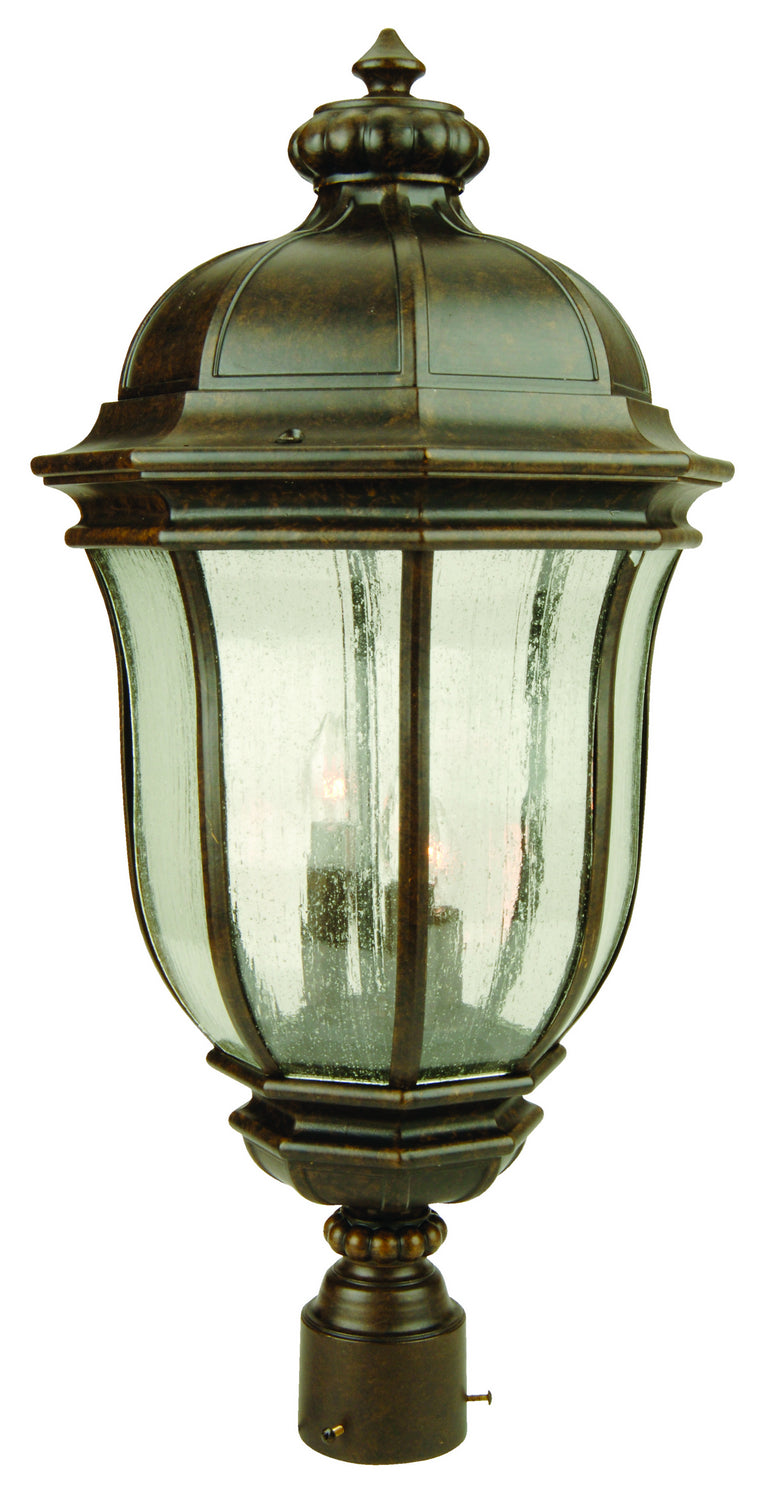 Harper Three Light Post Mount in Peruvian Bronze Outdoor