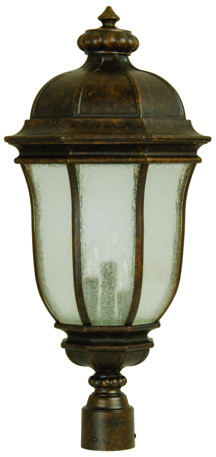 Harper Three Light Post Mount in Peruvian Bronze Outdoor