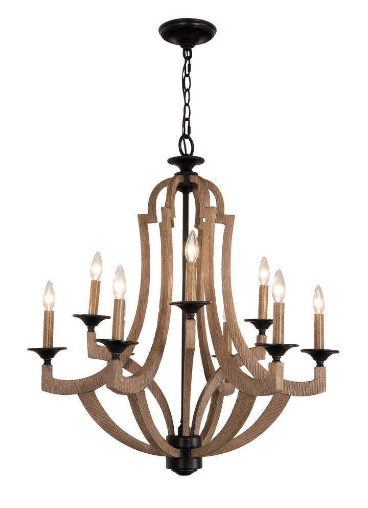 Winton Nine Light Chandelier in Weathered Pine