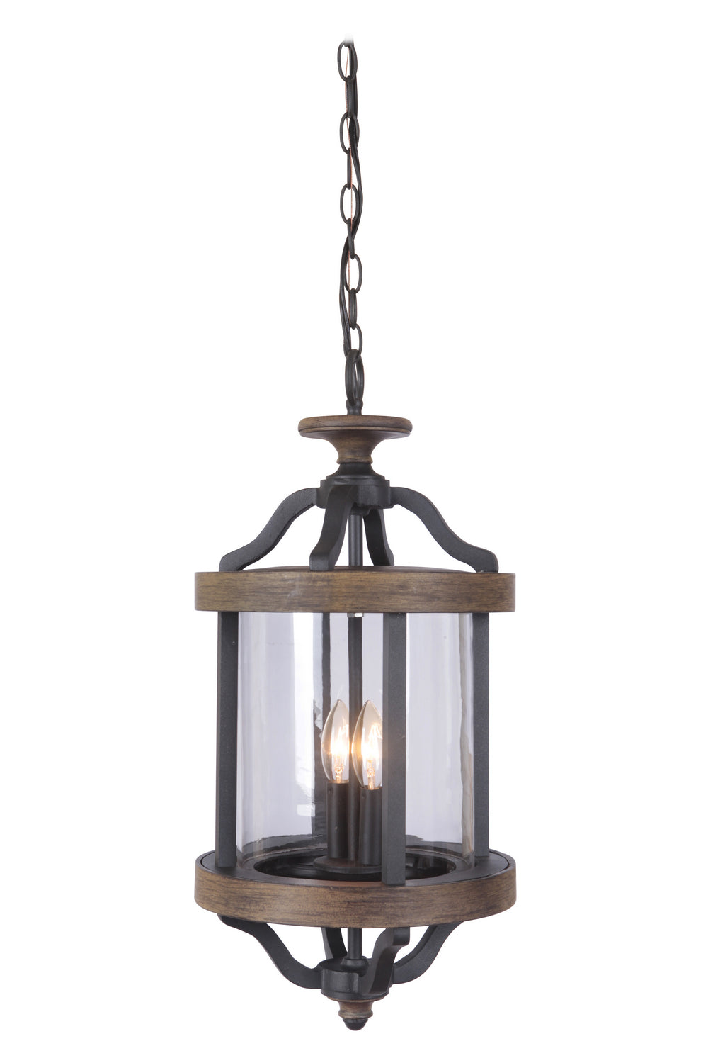 Ashwood Two Light Pendant in Textured Black/Whiskey Barrel