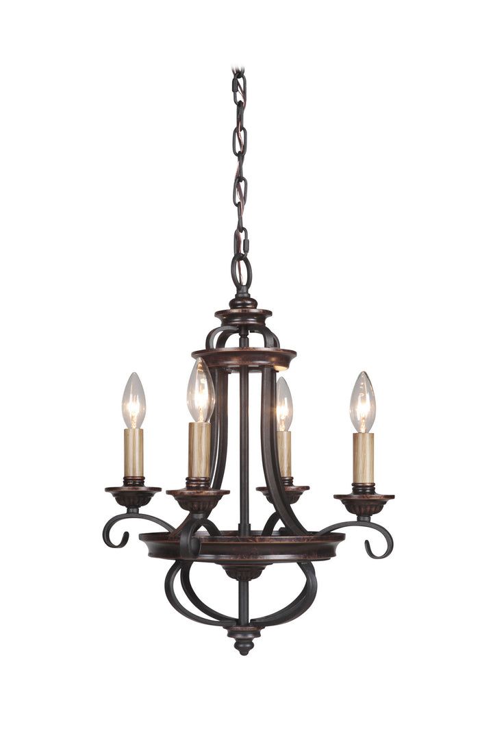 Stafford Four Light Chandelier in Aged Bronze/Textured Black