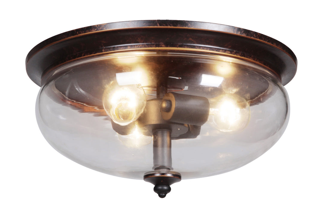 Stafford Three Light Flushmount in Aged Bronze/Textured Black