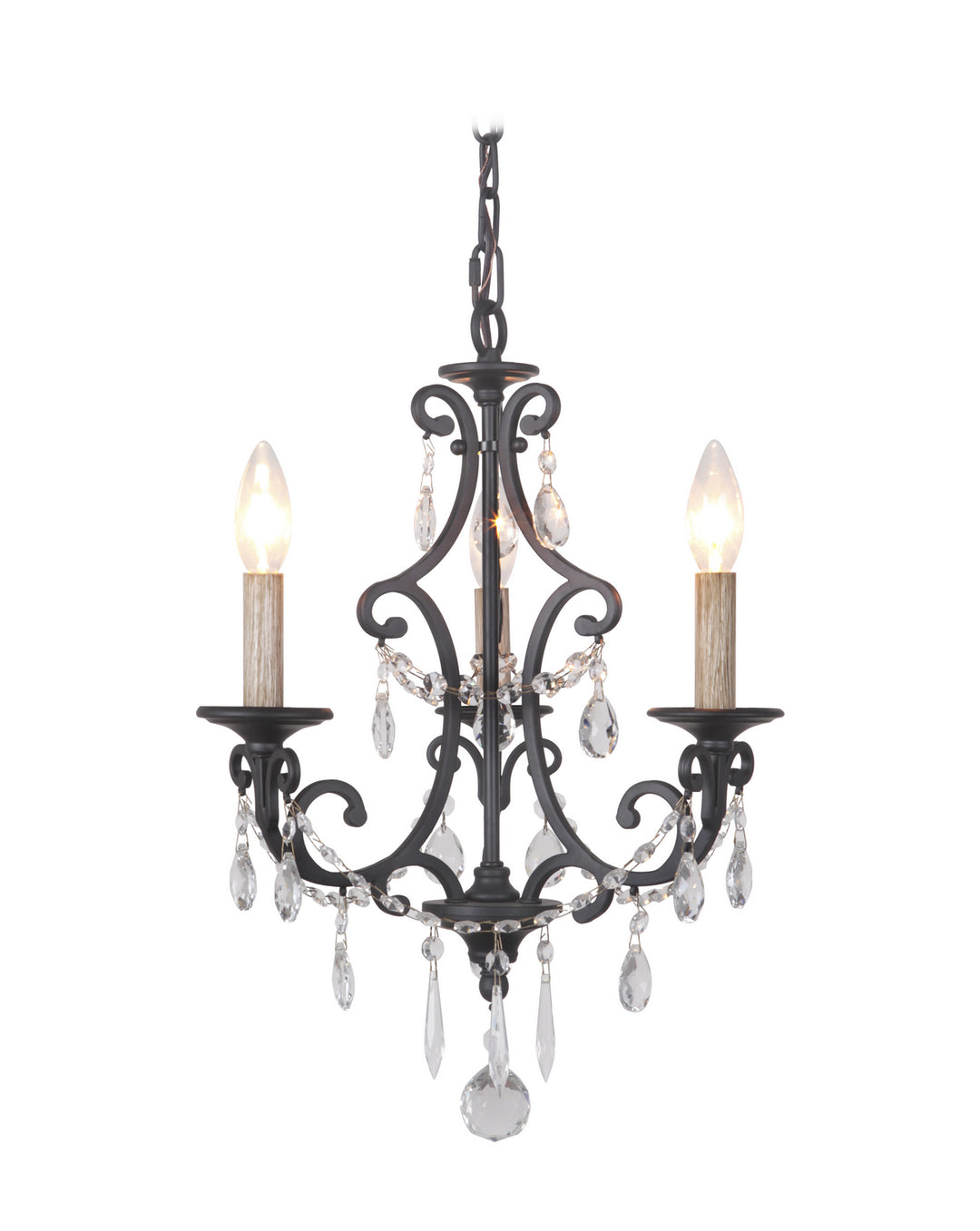 Bentley Three Light Chandelier in Matte Black