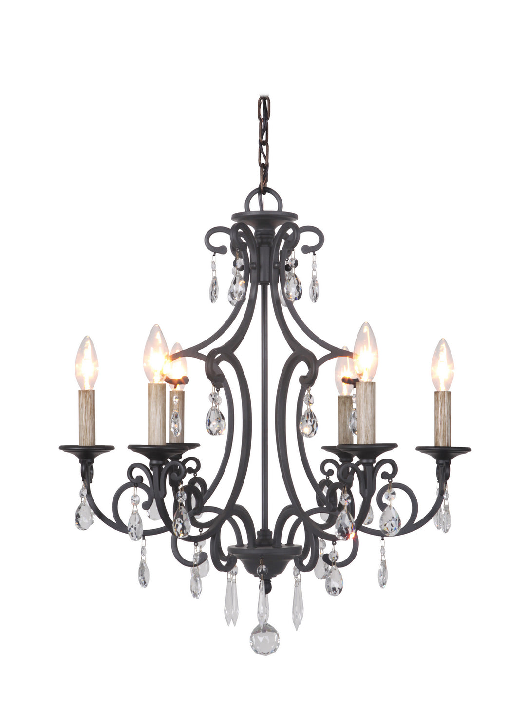 Bentley Six Light Chandelier in Matte Black