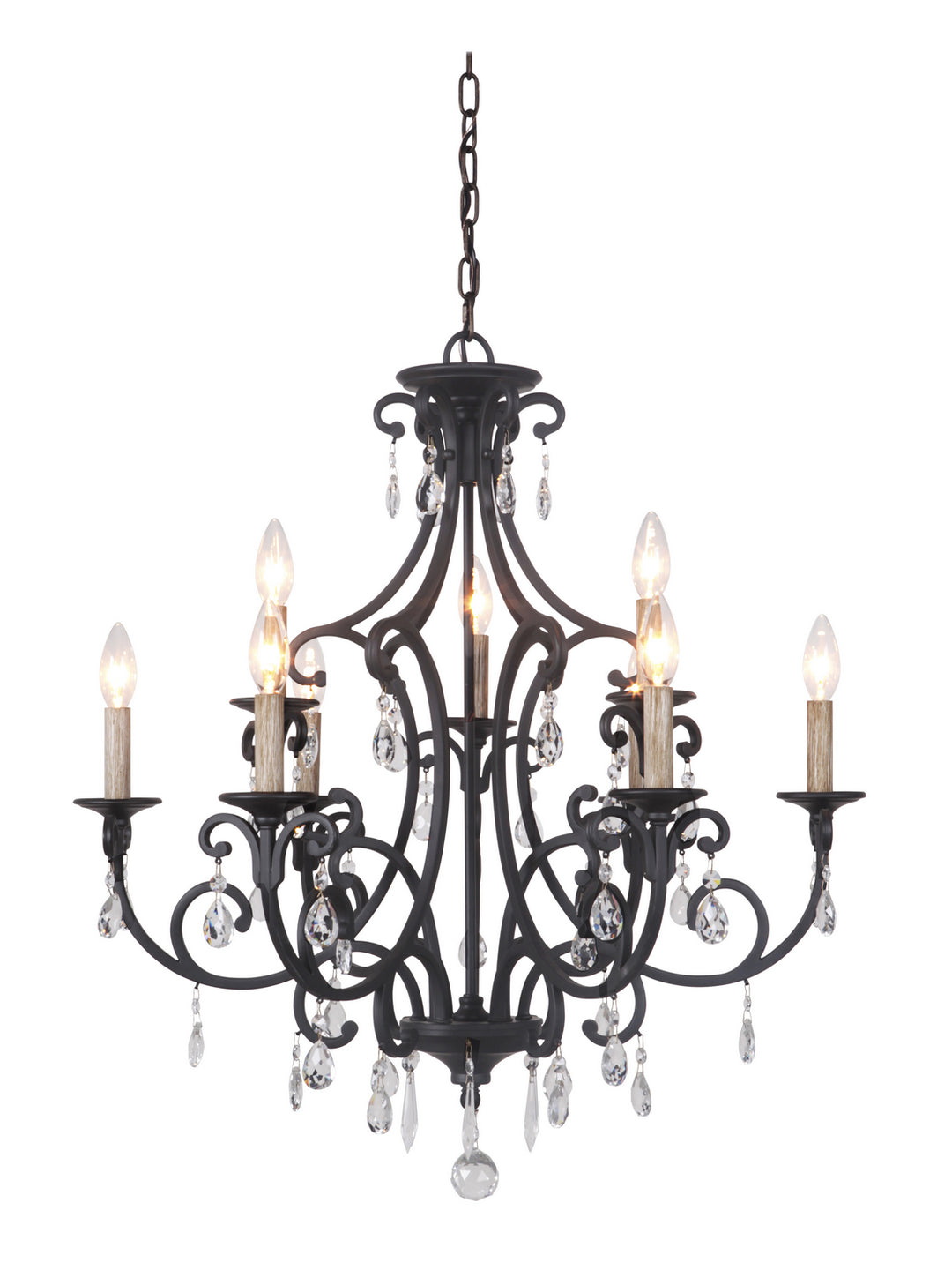 Bentley Nine Light Chandelier in Matte Black