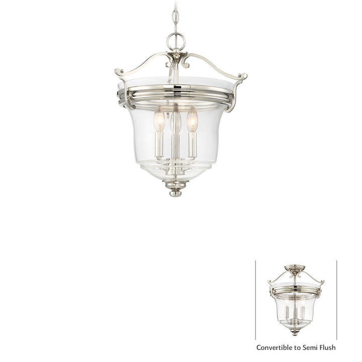 Minka Lavery Audreys Point Three Light Pendant (Convertible To Semi Flush) in Polished Nickel