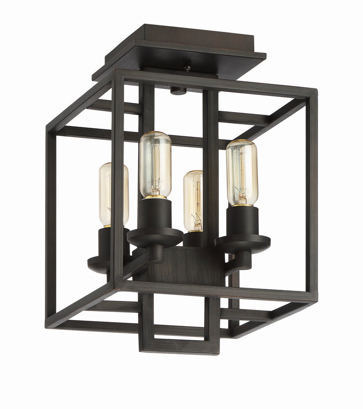 Cubic Four Light Semi Flush Mount in Aged Bronze Brushed