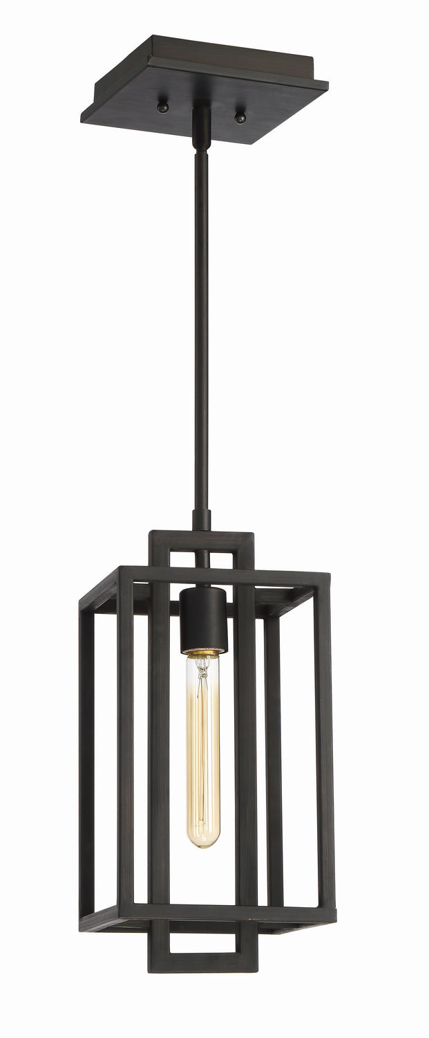 Cubic One Light Pendant in Aged Bronze Brushed