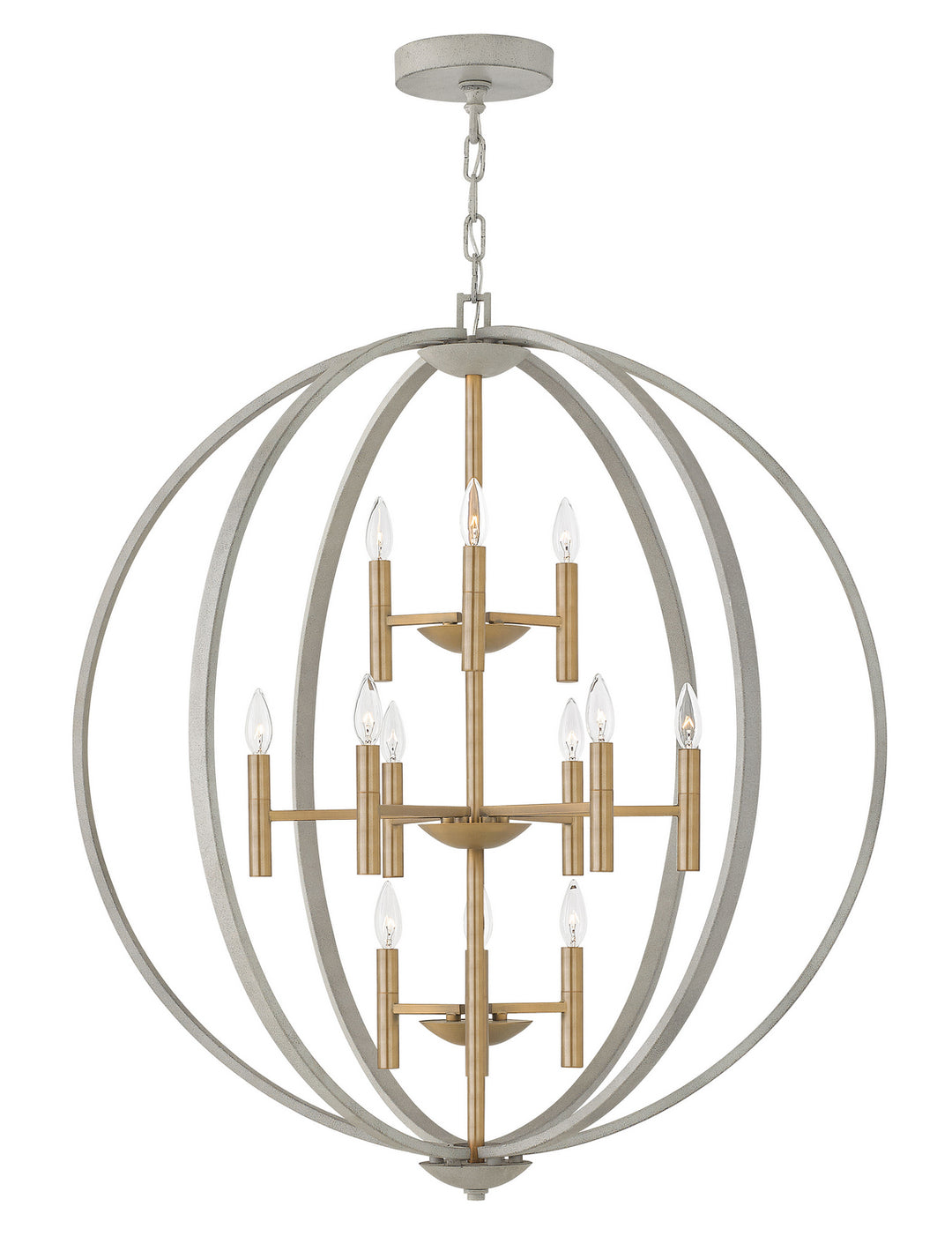 Euclid LED Foyer Chandelier in Cement Gray