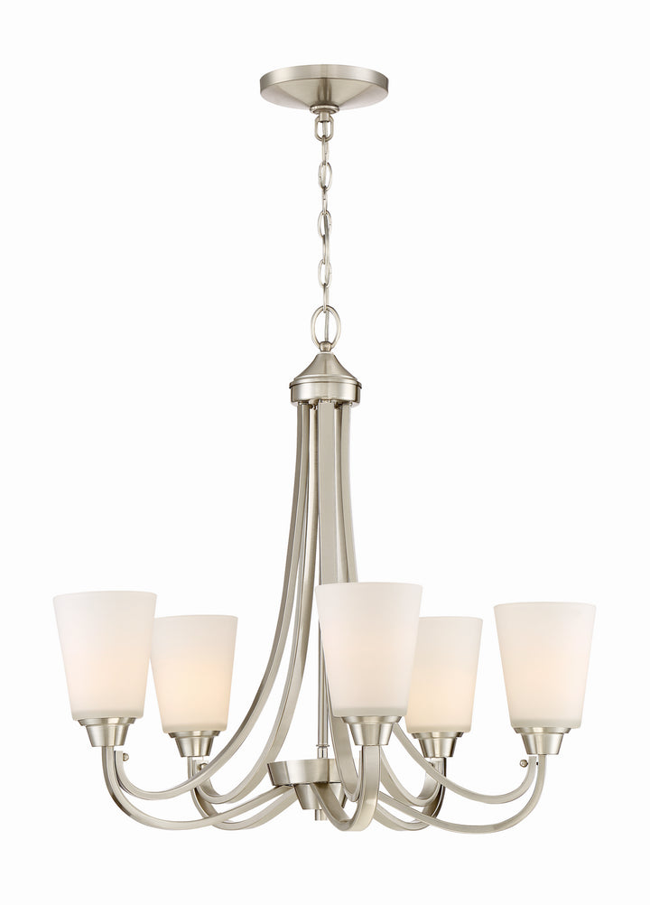 Grace Five Light Chandelier in Brushed Polished Nickel