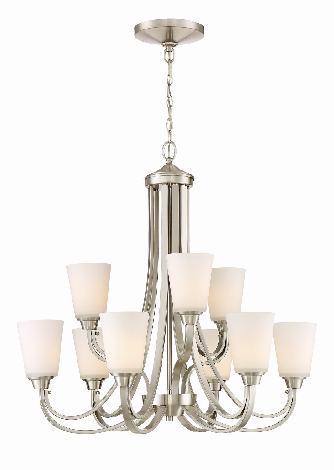 Grace Nine Light Chandelier in Brushed Polished Nickel