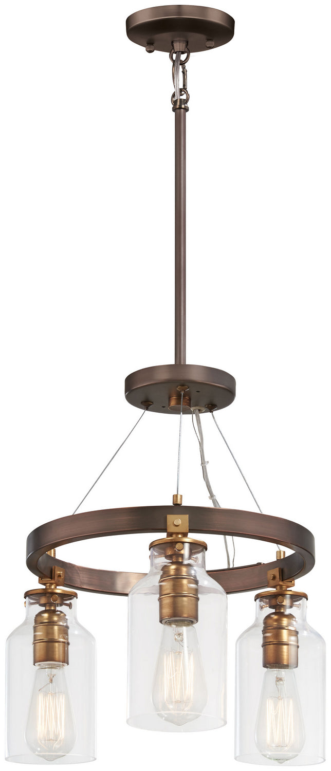 Minka Lavery Morrow Three Light Semi Flush (Convertible To Pendant) in Harvard Court Bronze with Gold Highlights