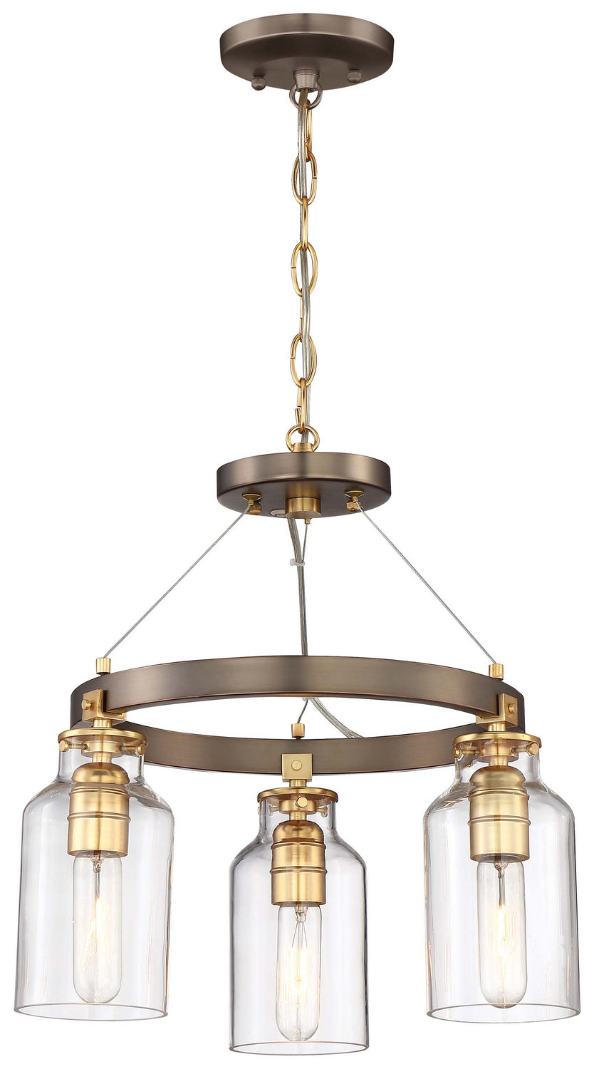 Minka Lavery Morrow Three Light Semi Flush (Convertible To Pendant) in Harvard Court Bronze with Gold Highlights