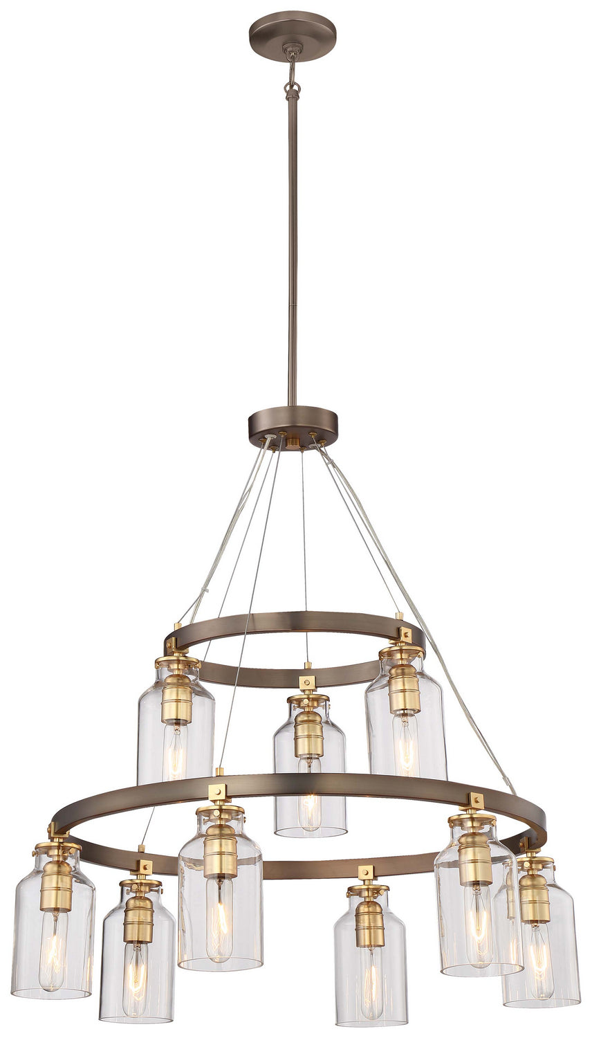 Minka Lavery Morrow Nine Light Chandelier in Harvard Court Bronze with Gold Highlights