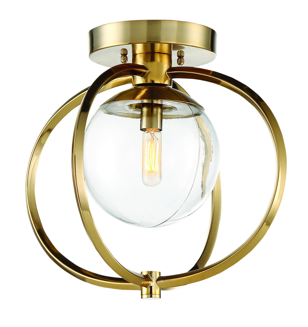 Piltz One Light Semi Flush Mount in Satin Brass