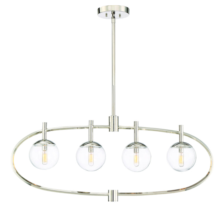 Piltz Four Light Island Pendant in Polished Nickel