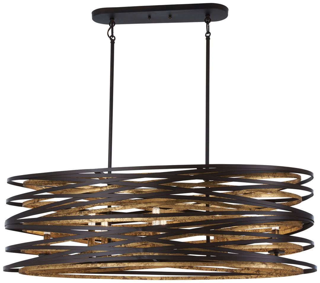 Minka Lavery Vortic Flow Eight Light Island Pendant in Dark Bronze with Modaic Gold