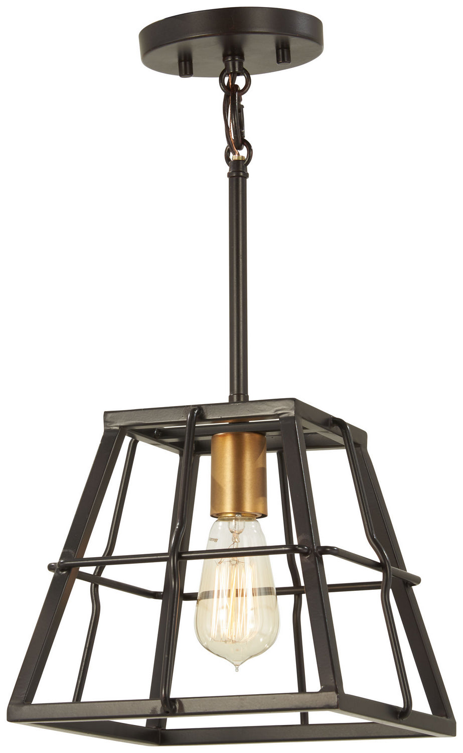 Minka Lavery Keeley Calle One Light Mini Pendant in Painted Bronze with Natural Brushed Brass