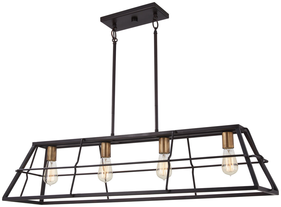 Minka Lavery Keeley Calle Four Light Island Pendant in Painted Bronze with Natural Brushed Brass