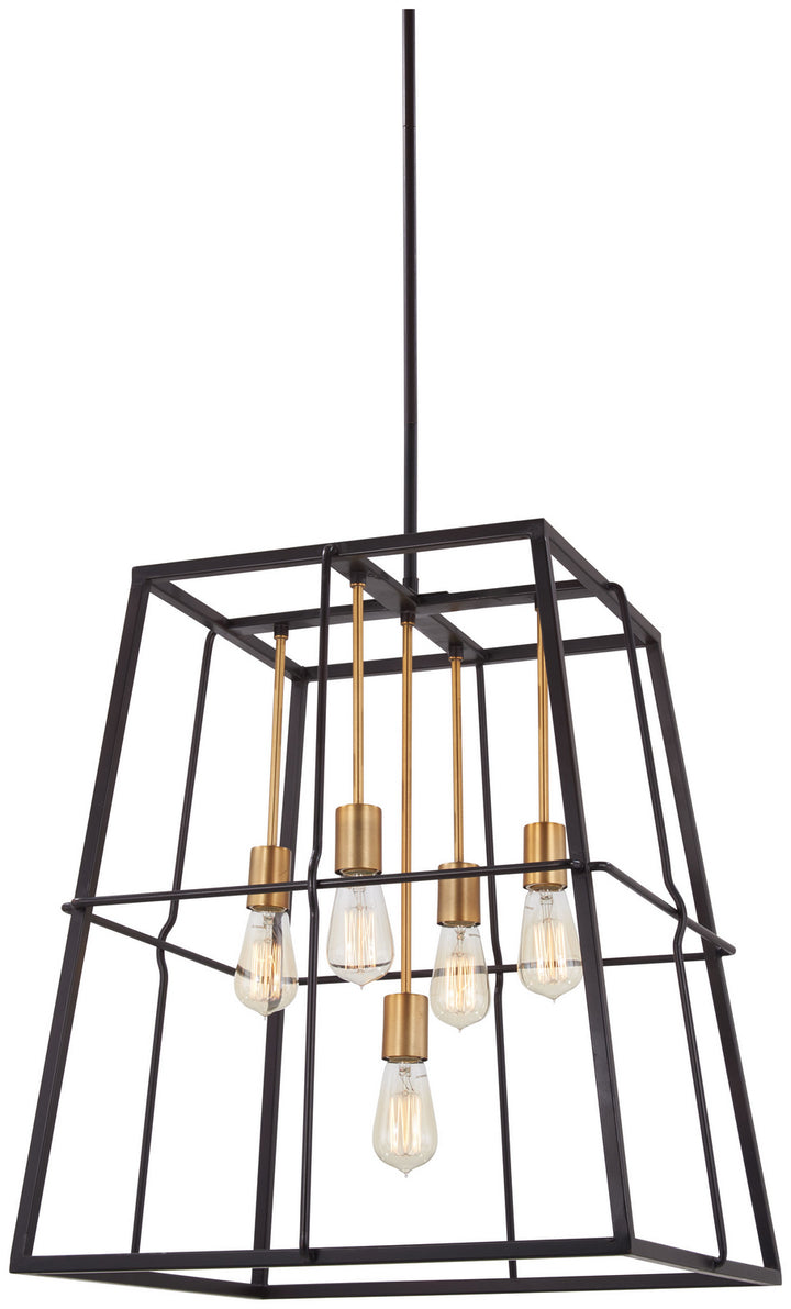 Minka Lavery Keeley Calle Five Light Pendant in Painted Bronze with Natural Brushed Brass