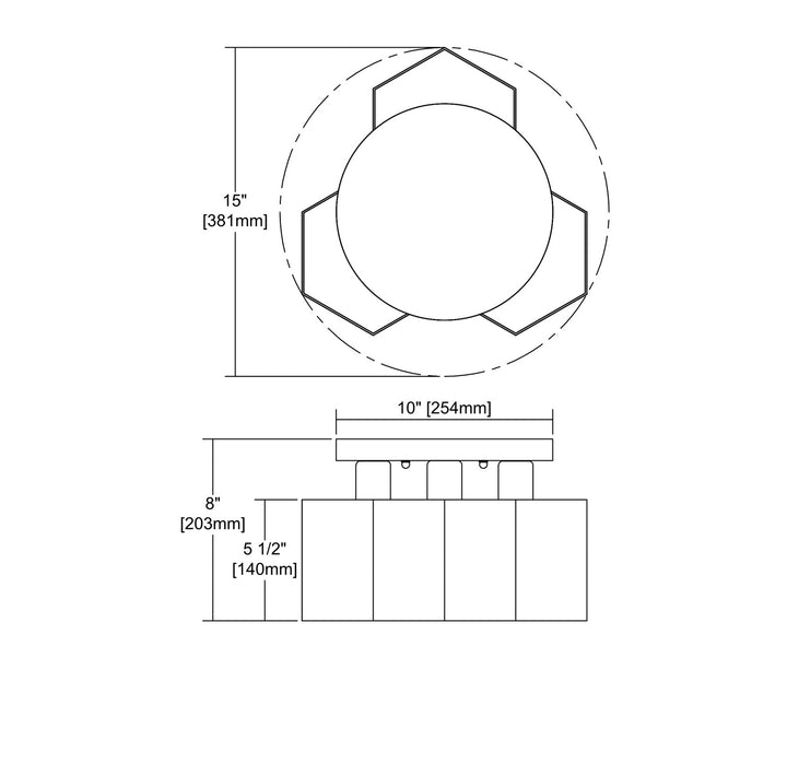 ELK Home Three Light Semi Flush Mount