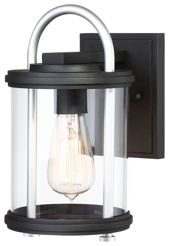 Minka Lavery Keyser One Light Outdoor Wall Mount in Coal with Silver Accent