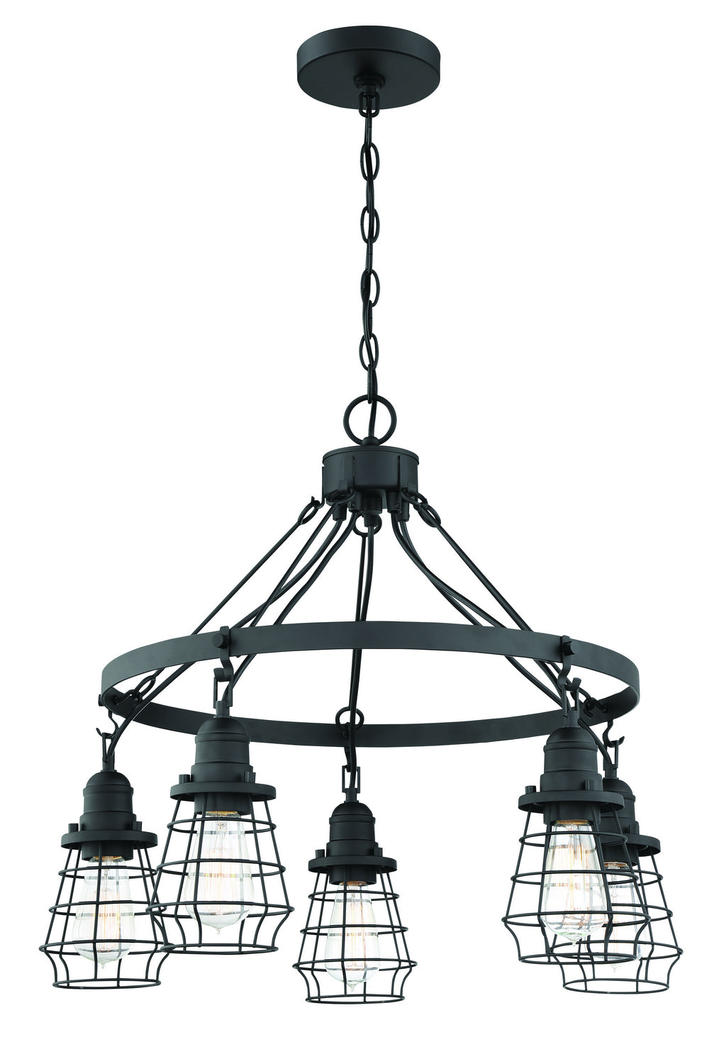 Thatcher Five Light Chandelier in Flat Black