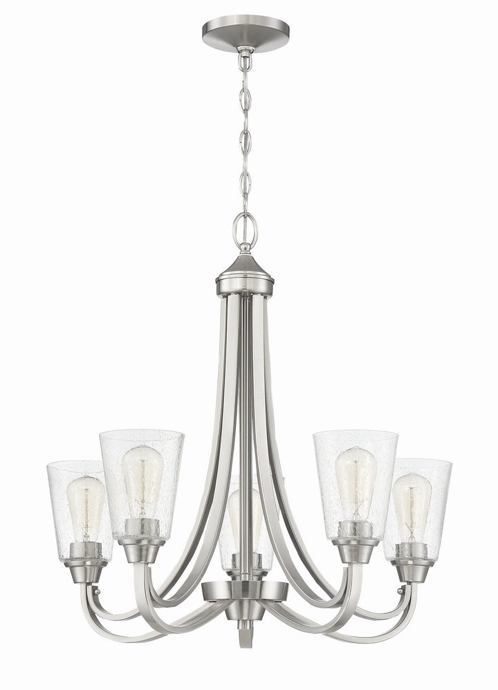 Grace Five Light Chandelier in Brushed Polished Nickel