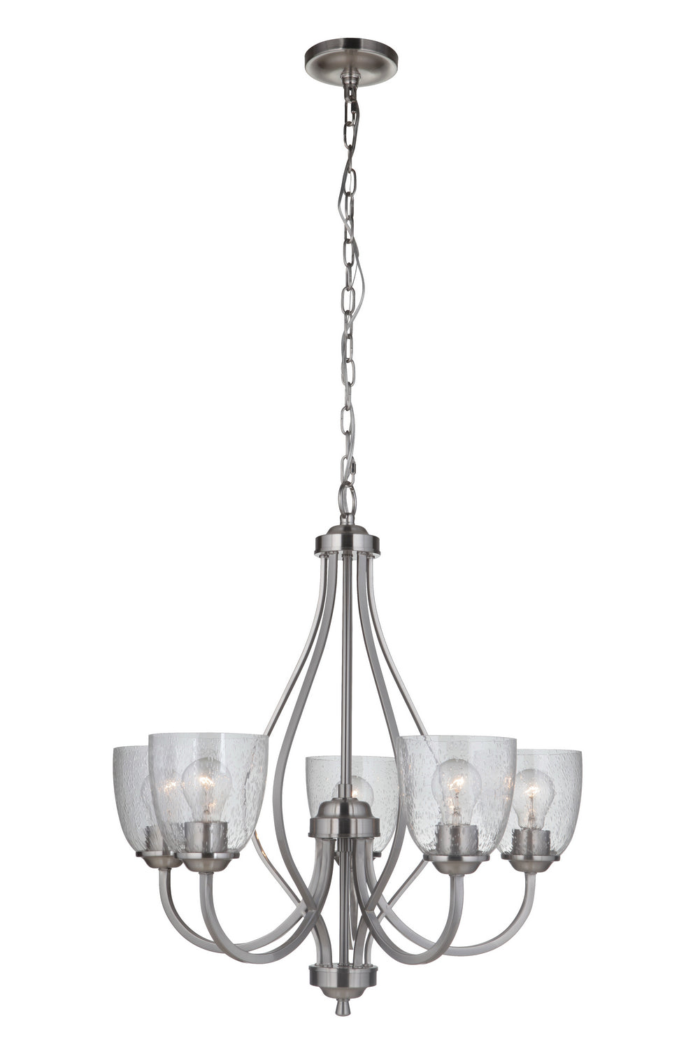 Serene Five Light Chandelier in Brushed Polished Nickel