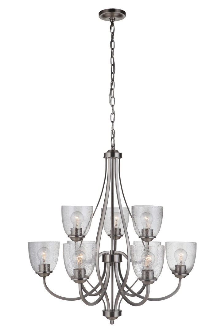 Serene Nine Light Chandelier in Brushed Polished Nickel