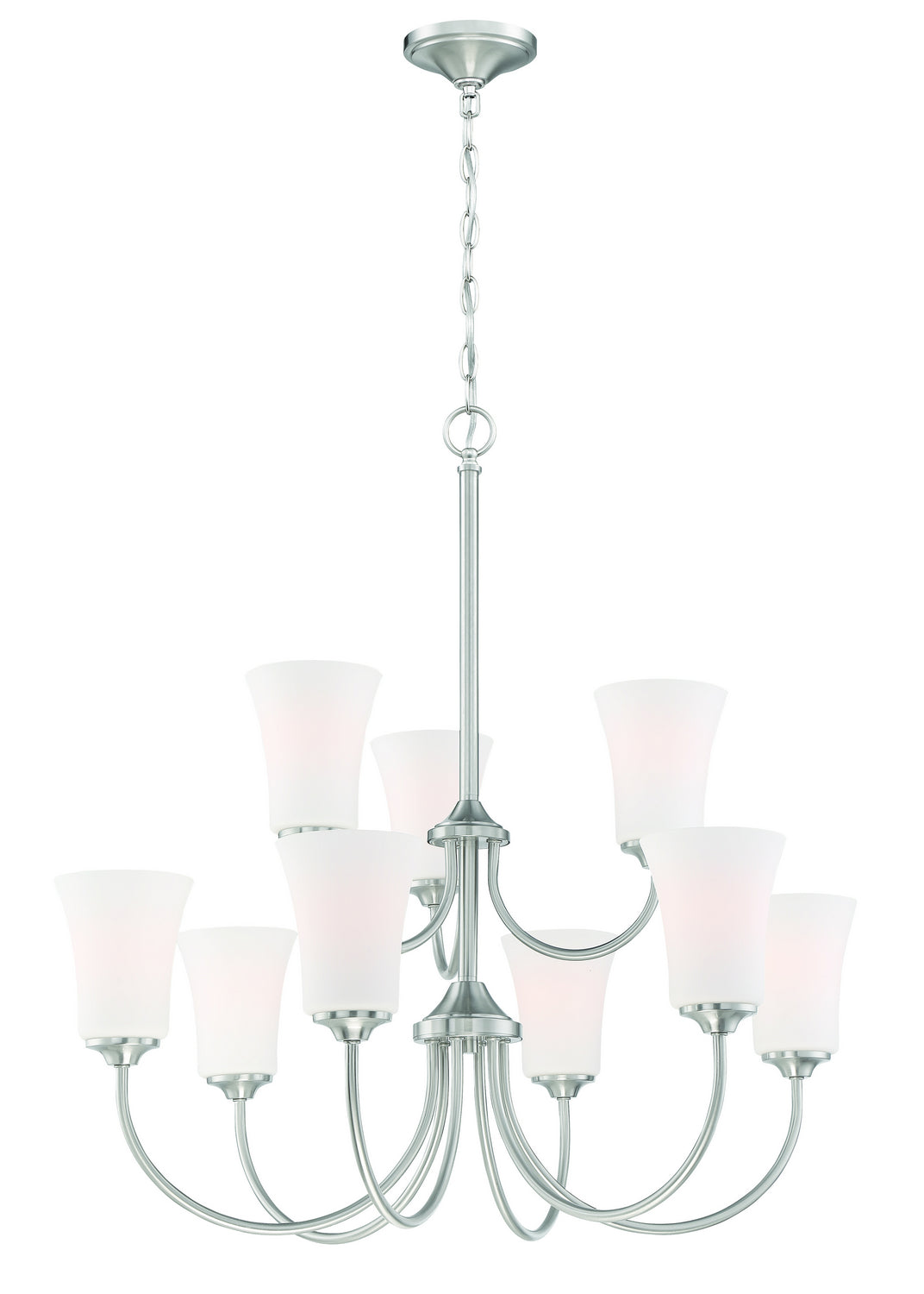 Gwyneth Nine Light Chandelier in Brushed Polished Nickel