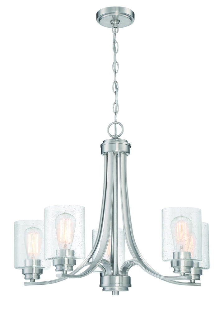 Bolden Five Light Chandelier in Brushed Polished Nickel