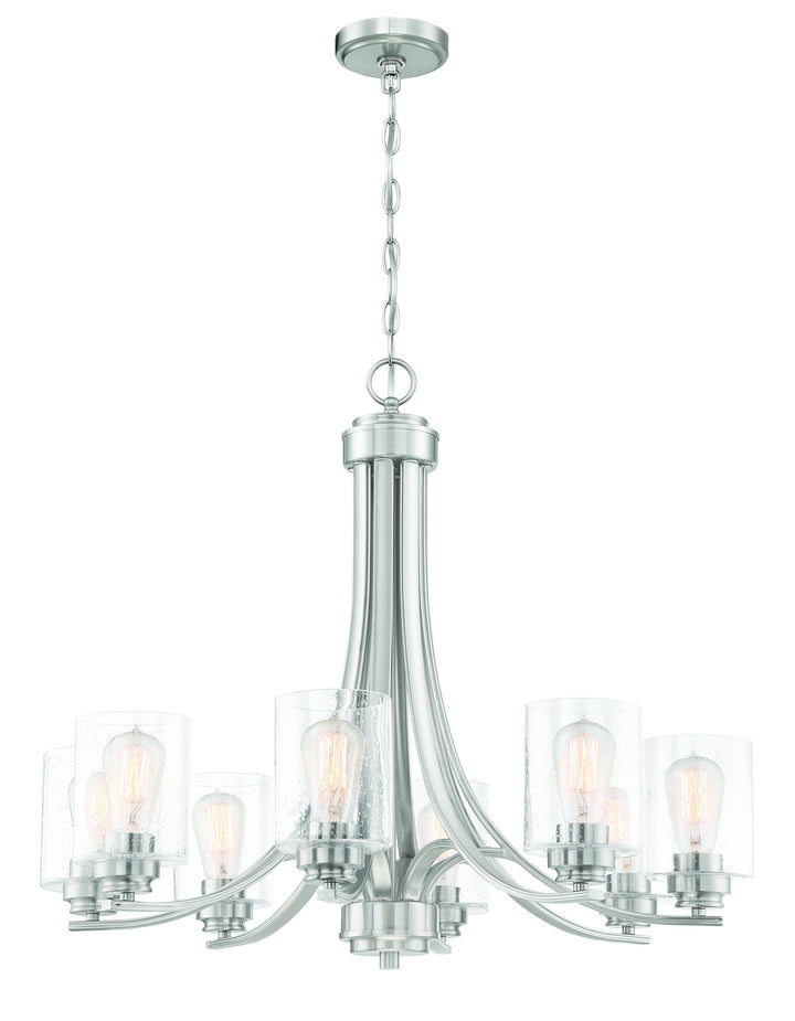 Bolden Eight Light Chandelier in Brushed Polished Nickel