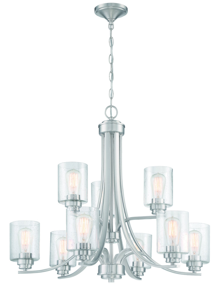 Bolden Nine Light Chandelier in Brushed Polished Nickel