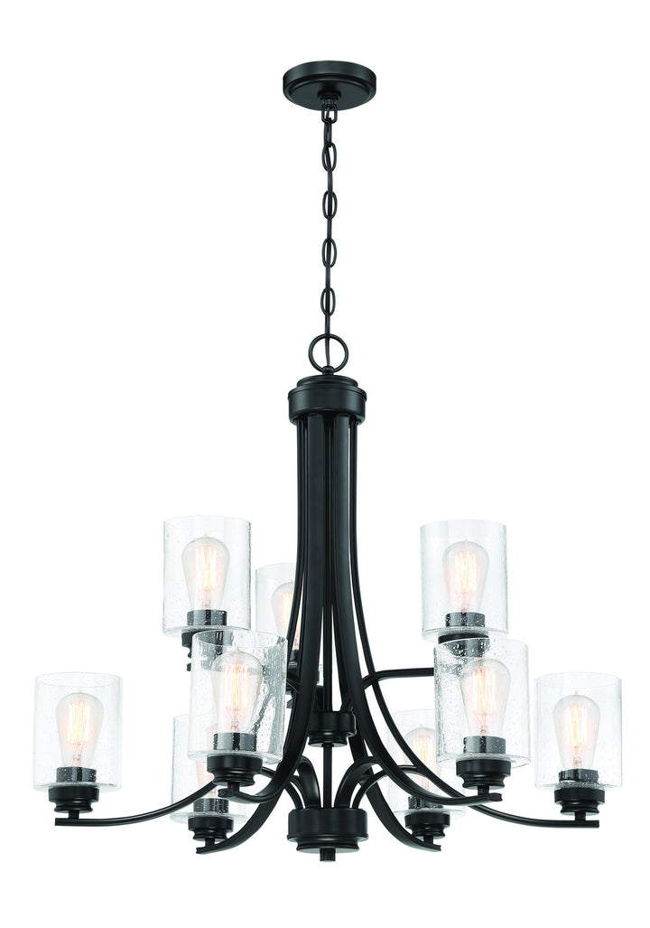 Bolden Nine Light Chandelier in Flat Black