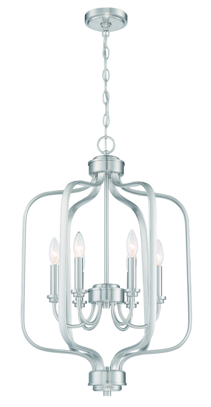 Bolden Six Light Foyer Pendant in Brushed Polished Nickel