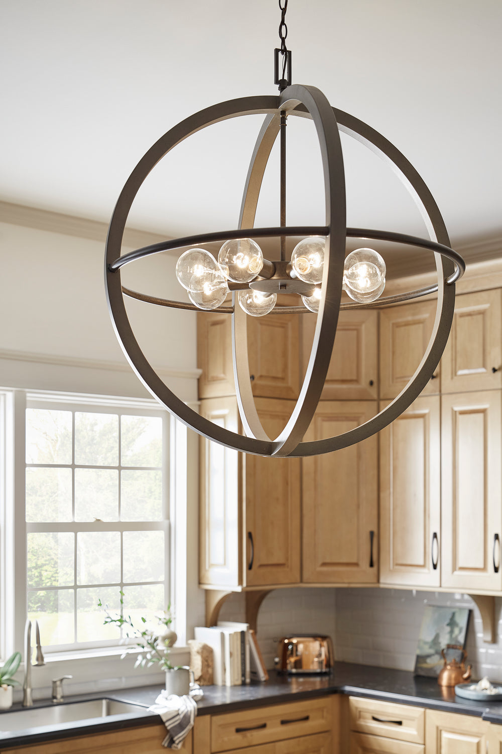 Bodie LED Chandelier in Dark Cement