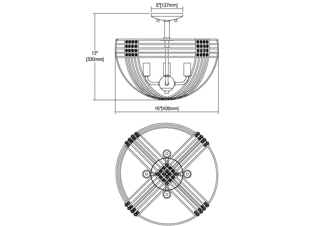 ELK Home Four Light Semi Flush Mount