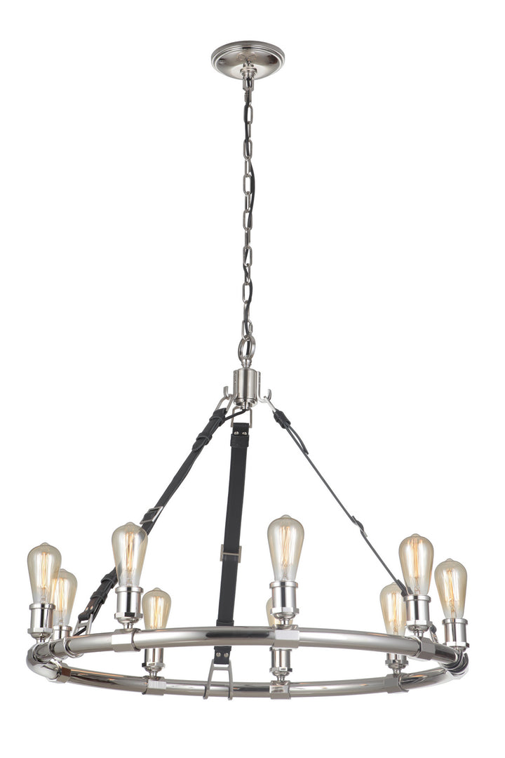 Huxley Nine Light Chandelier in Polished Nickel